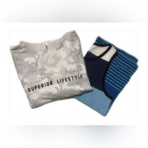 Burnside Blue and White Graphic Tank and Broken Threads Hoodie